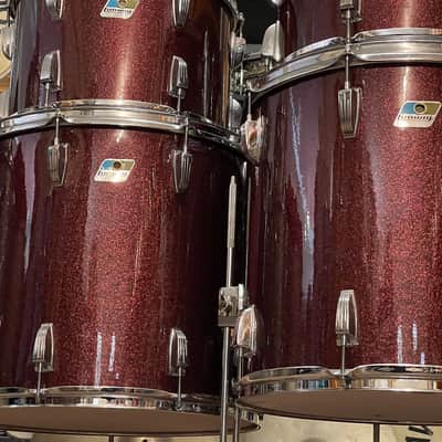 1970's Ludwig 3-Ply Burgundy Sparkle 15x26 13/14/16/18/26 Drum Kit Re-Wrap image 8