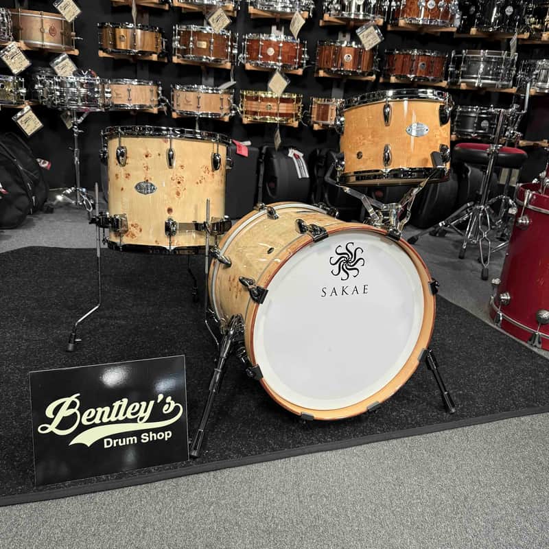 ~RARE!~ Sakae CST Celestial Maple 3-Piece 12/14/18 Bop Drum Kit Set in Exotic Mappa Burl Gloss Lacquer with Black Nickel Hardware & SKB Soft-Shell Bags image 1