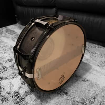 Pork Pie 5x12 inch Maple Snare in Transparent Black Finish & Black Chrome Hardware (2004) image 13