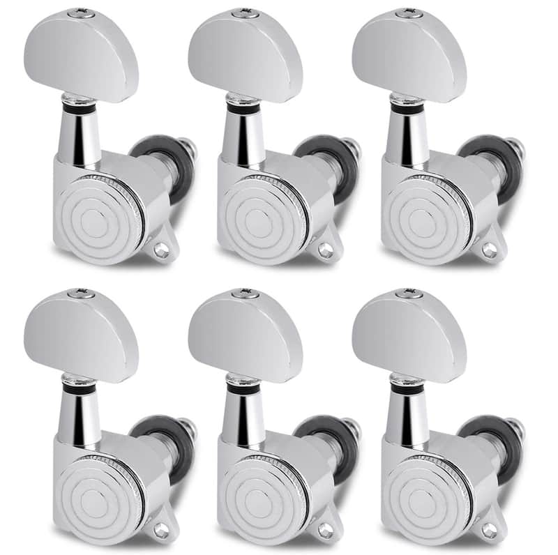 Locking Guitar String Tuning Pegs Tuning Keys Machine Heads Tuners 1:18 Gear Ratio 6 In Line for Right Handed Electric Guitar or Acoustic Guitar Parts Accessories Half Round Head Chrome. image 1