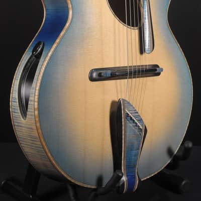 2015 Mirabella Oval Hole Archtop Blue Sunburst with Side Trapdoors image 1