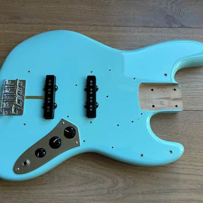 Original and complete 2014 Fender AVRI '64 Jazz Bass Body - Daphne Blue - LOADED image 2