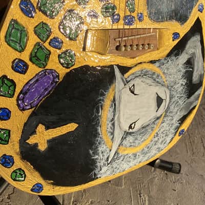 Custom Hand Painted Ibanez Deadnaught Guitar with Medieval Angus Dei Lamb of God design image 25