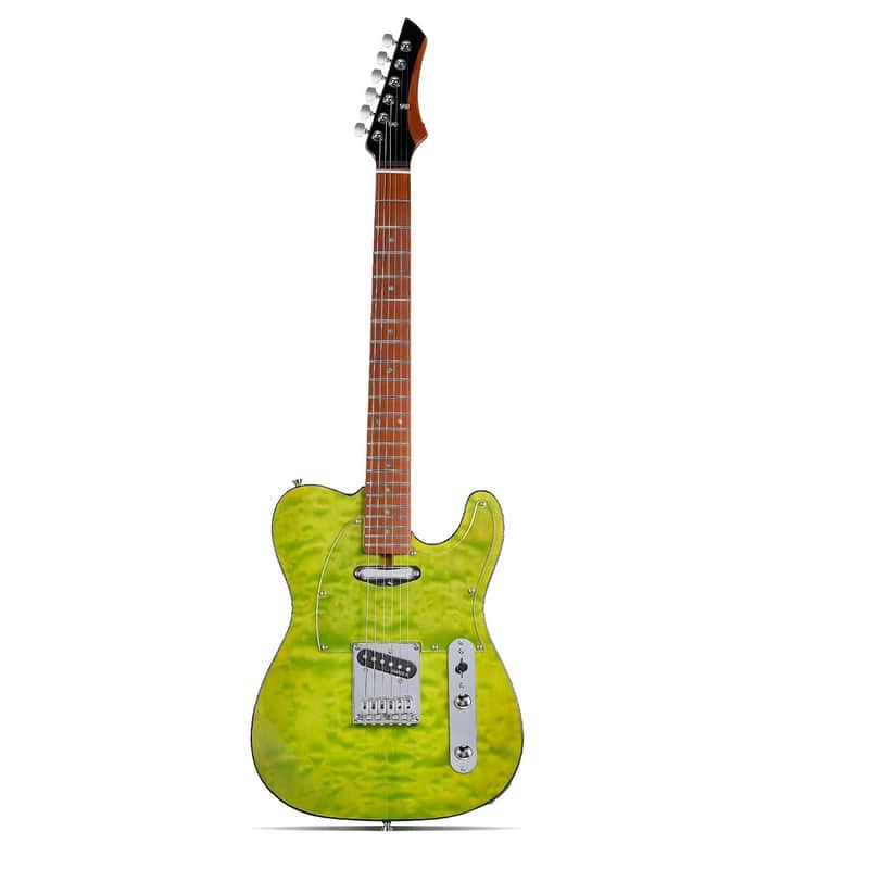 Electric Guitar - Ocean Maple Top, Mahogany Body, Maple Neck - Alnico V Pickups, Locking Tuners- Solid Choice for Beginners & Intermediate Players (Green Ocean)