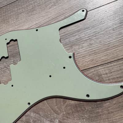 1960 thru 1969 Fender Precision Bass Pickguard 13 hole Celluloid / Nitrate Mint Green 62 USA RI image 2