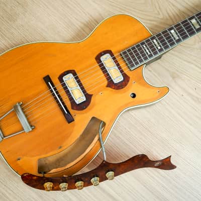 1959 Harmony Stratotone Jupiter H49 Vintage Electric Guitar, DeArmond Gold Foils w/ Tweed Case image 19