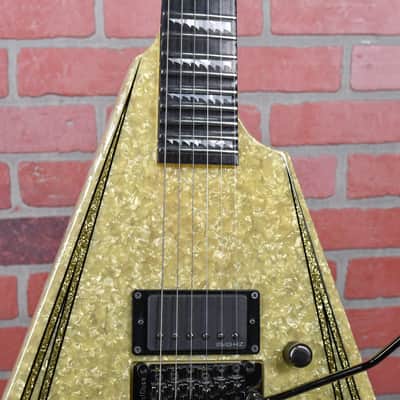 ESP Custom Shop Alexi Laiho Signature “Pearl” Pearloid Top with Black/Gold Sparkle Pinstripes Kiso Japan 2010 Namm w/OHSC image 9