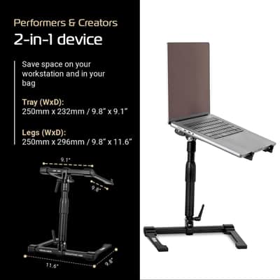 Mint Headliner Gigastand USB+, Adjustable DJ Laptop Stand with Integrated USB-C Hub - Steel & Aluminum Construction, Foldable Design, Telescoping Neck - Perfect for DJs, Musicians, and Creators image 6