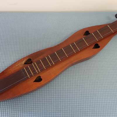 Vintage 1970s The Dulcimer Factory DF STAMP Birch Mahogany 4-String Heart Motif Mountain Dulcimer Walnut Heart Sound Hole K image 1