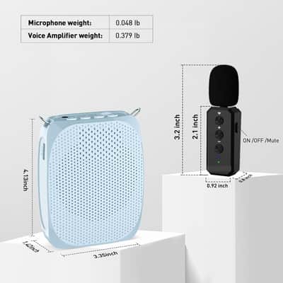 Voice Amplifier Wireless Lavalier Microphone, Teacher Microphone with Speakers, Wireless Lapel Amplifier, Mini Voice Amplifier for Teachers, Speech, Meeting, Yoga, Streaming image 2