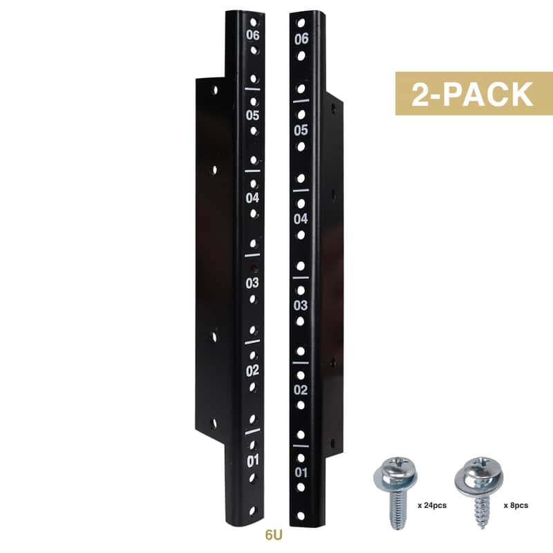 ST-RR-06U / ST-RR-06UX2 | 6U Steel Rack Rails, with Black Powder Coated Finish and Screws, 2-pack-ST-RR-06U (2-Pack) image 1