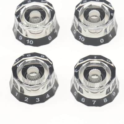4pcs Clear & Black Lampshade Guitar Knobs | 18 Spline Coarse Split Shaft Volume & Tone Control Knob Set for PRS, Les Paul, SG, LP-Style Electric Guitars image 1