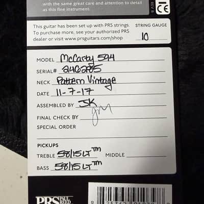 PRS McCarty 594 2017 58/15LT pickups Vintage Neck Profile (118) image 7