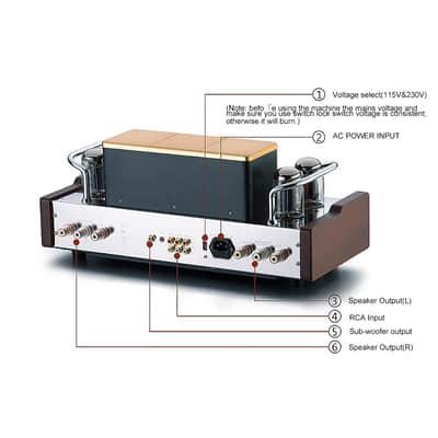 Dared VP-99P HiFi Vacuum Tube Integrated Amplifier,Stereo Amplifier, with Subwoofer Output, Output Power 50Wx2,KT88,12AX7...AC110 and AC230 Switchable image 7