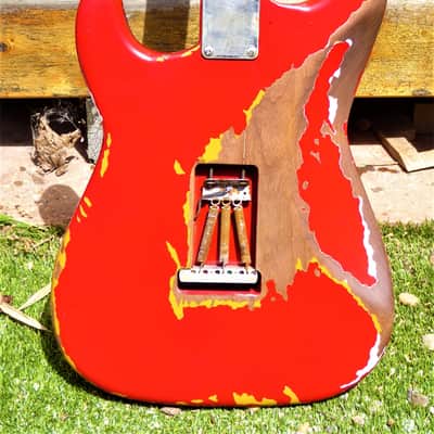 DY Guitars Gary Moore fiesta red relic strat body PRE-BUILD ORDER image 8