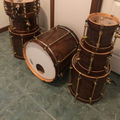 Bearing Edge Drum co. 7 pc Drum Set Bearing Edge 2003 Maple Bubinga image 5