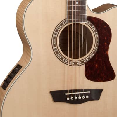Washburn Jumbo Cutaway Acoustic Electric Guitar, Flame Maple Solid Spruce Top image 4