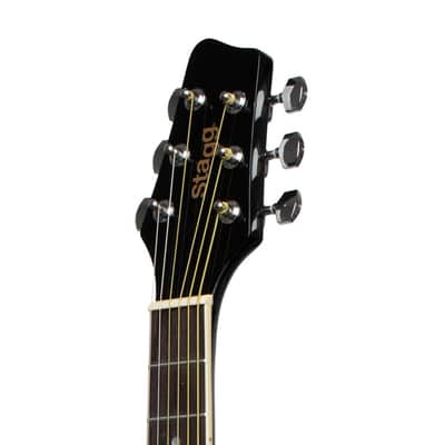 STAGG 3/4 Black Dreadnought Acoustic Guitar With Basswood Top Left-handed Model image 5