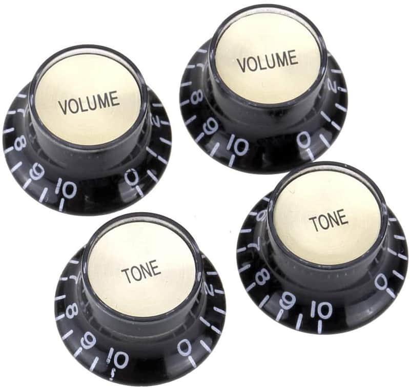 KN-007-SET-BG Top Hat Gold and Black Reflector 2 Volume 2 Tone Knobs Metric Size 18 Spli image 1