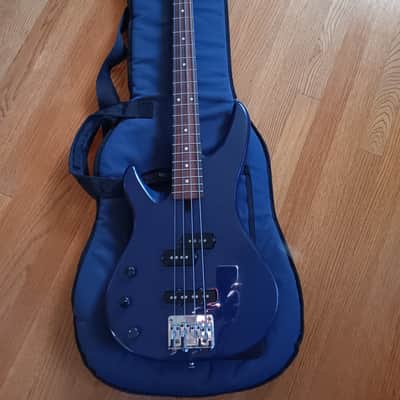 Vintage Yamaha RBX350 90s Lefty Left Handed Bass Guitar Blue Sparkle Levy Gig Bag image 3