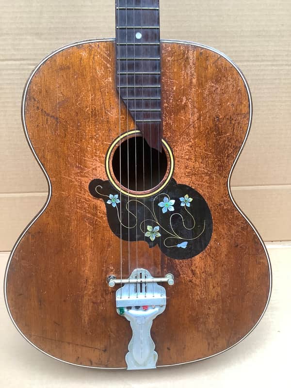 Unknown Vintage antique acoustic guitar solid wood image 1