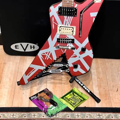 New EVH Striped Series Shark Burgundy/Silver Stripes, Package Deal Includes: EVH Fitted Hard Shell Case & Extras, Best Deal On The Planet Ships Fast, Buy It Here ! image 17