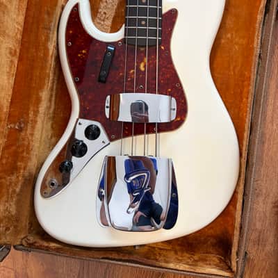 1961 Fender Jazz Bass Left-Handed Olympic White Nitro Refinish w/ Original Pickups & Case image 7