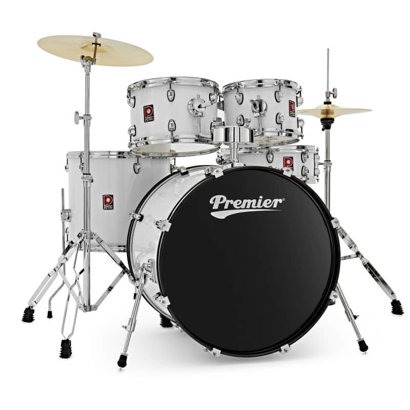 Premier Revolution Series 22" Five-Piece Drum Kit White Hardware Cymbals Stool Sticks PR22-5DKWHW image 1