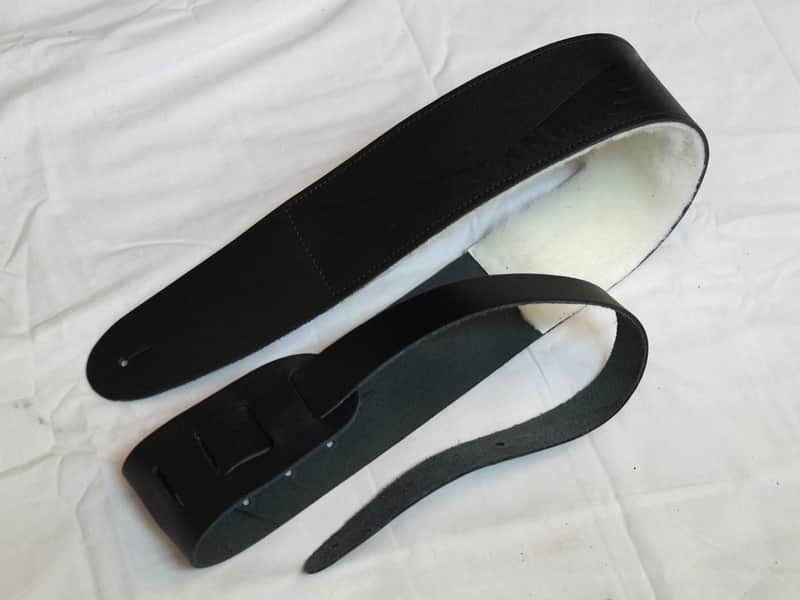 DEAN Sheepskin Black Leather GUITAR Strap NEW - Logo - 2.5" wide image 1