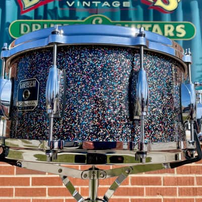 Gretsch 1 of 1 Renown Maple 6.5x14 Snare Drum Peacock Black Galaxy Sparkle image 3