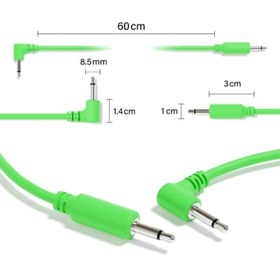 ExcelValley [Green | 15 cm - 5.91"] 5-Pack Hybrid Mono Modular Patch Cables TS 3.5mm 1/8" Eurorack Synth Synthesizer image 2