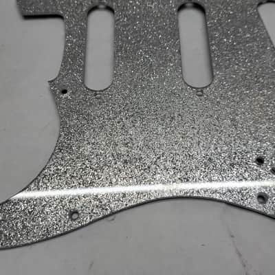 Lefty left handed Platinum Silver Sparkle Glitter Acrylic Strat Stratocaster 11 hole pickguard Fender SSS image 3