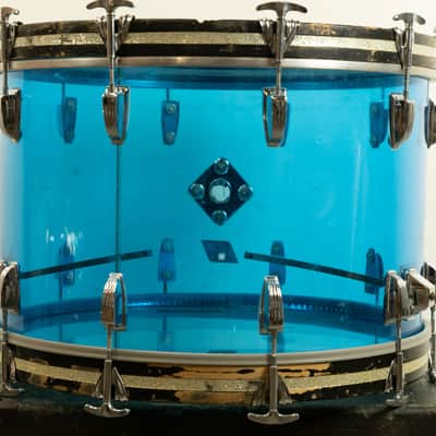 1970s Ludwig 14x22 Blue Vistalite Bass Drum image 6