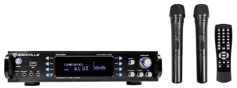 Rockville RPA70WBT 1000w 2 Channel Rack DJ Amplifier/Mixer/w/ Bluetooth/USB+Mics image 1