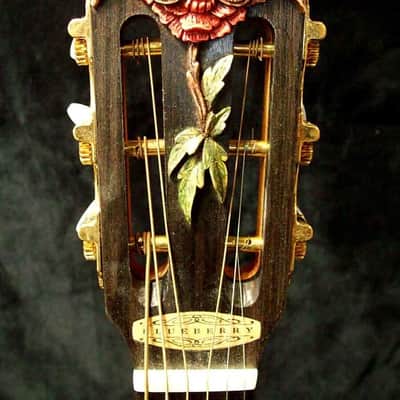 Acoustic Parlor Cutaway Guitar Handmade by Blueberry Butterflies Motif image 6