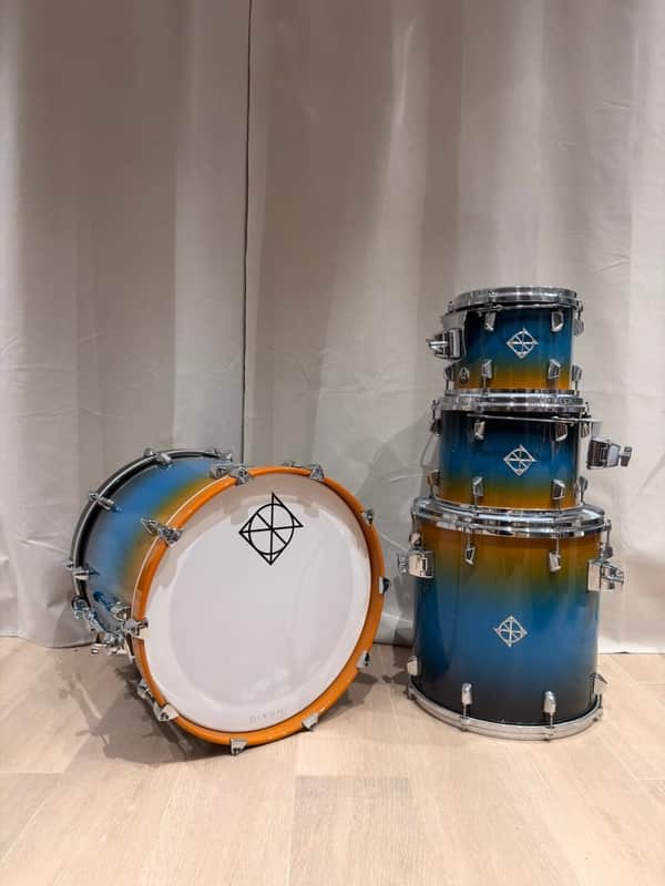 Dixon Artisan Maple Drum Kit Shell Set Blue Lagoon Gloss – North American Maple – 20/10/12/16 image 1