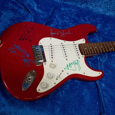 Squier by Fender Stratocaster Signed by the Rolling Stones 1988 Red image 2