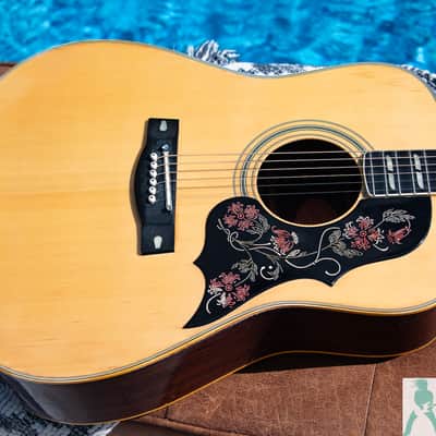 Classic Yamaha FG-401W 1970's Japanese Dreadnaught Acoustic with Hummingbird / Dove Swag! - Natural image 13
