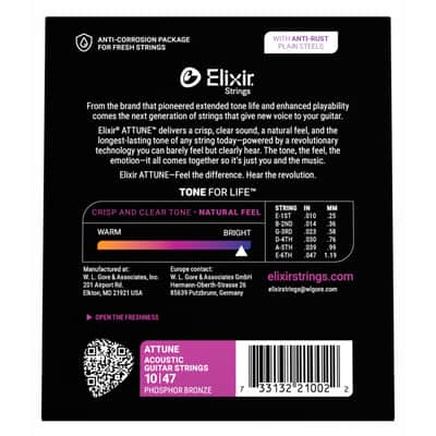 Elixir 21002 Attune Acoustic 10-47 - Acustic Guitar Strings image 2