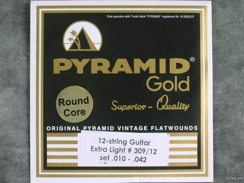 NEW PACK PYRAMID GOLD FLATWOUND 12 STRING 10-42 GUITAR STRINGS SET FLAT WOUND image 1