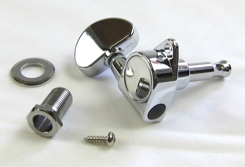 Tuners Half Moon Buttons 3x3 Complete Set Chrome 6 O'Clock Flange Die Cast  NEW image 1