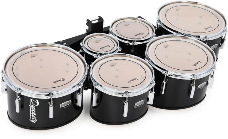 Dynasty Custom Elite Multi-Tenor Marching Drums  Sextet - Black image 1