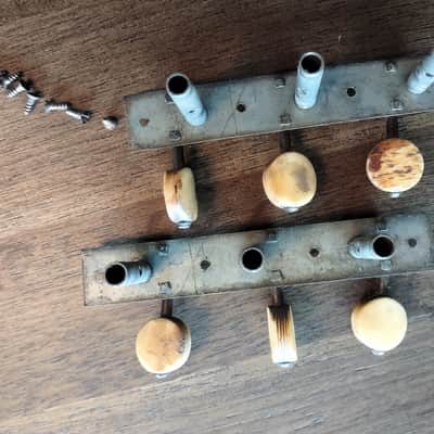 ca. 1875 Strip 3-on-a Side Guitar Tuning Machines Geared Tuners Brass image 10