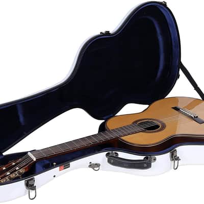 Crossrock Classical Guitar Hard Case Strong Lightweight Deluxe Fiberglass Hardshell in White image 3