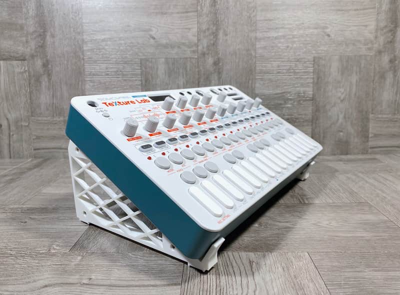 30º Stand for Sonicware Liven Series - color WHITE - Texture Lab / Mega Synthesis / Ambient Ø / 8bit Warps / Lofi-12 / XFM / Bass & Beats - by KZcraftworks image 1