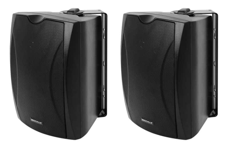 2) Rockville WET-5B 70V 5.25" IPX55 Black Commercial Indoor/Outdoor Wall Speakers image 1
