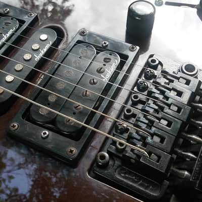 Jackson Model PS4 MIJ JAPAN PERFORMER VINTAGE 90s Floyd Rose 24 Frets Reverse Headstock 1990s Factory Original Burgundy Purple Brown Mist Finish image 11