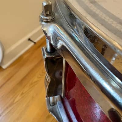 Ludwig Vintage Pioneer 6 lug snare drum 1966 - Red Sparkle image 12