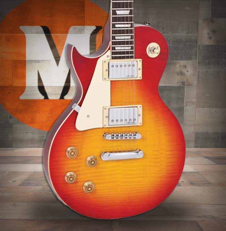 Vintage V100 Reissued Electric Guitar Left Hand - Cherry Sunburst (LV100CS) image 1