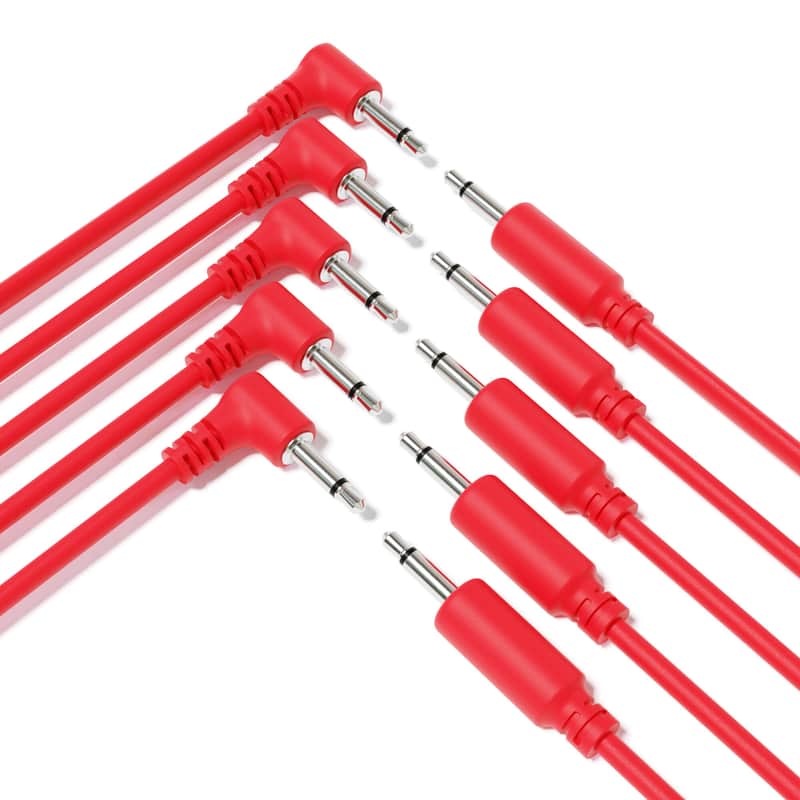 ExcelValley [Red | 90 cm - 35.43"] 5-Pack Hybrid Mono Modular Patch Cables TS 3.5mm 1/8" Eurorack Synth Synthesizer image 1